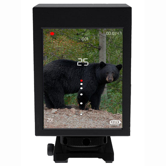 High-definition display of the Omega Sight Omega III 2-6x Pistol/Rifle/Crossbow Sight w/ Rangefinder in action.
