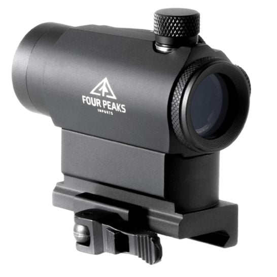 Four Peaks Four Peaks Red Dot 3moa Qd features a 3 MOA dot and includes a QD mount for versatile use.