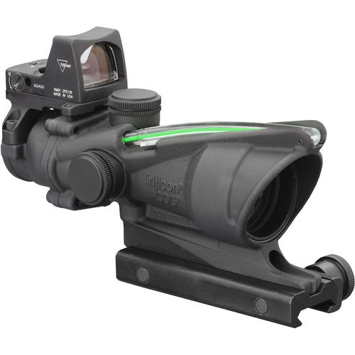 Trijicon ACOG 4x32 Dual Illum Riflescope & 3.25 MOA Red Dot Type 2 RMR Sight Kit DI .223 Green Chevron Reticle TA31-D-100548