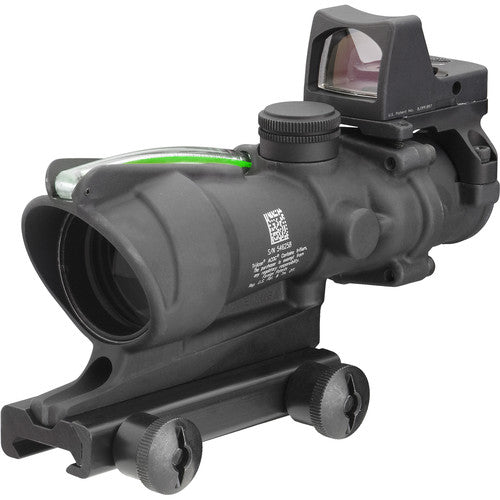 Trijicon ACOG 4x32 Dual Illum Riflescope & 3.25 MOA Red Dot Type 2 RMR Sight Kit DI .223 Green Chevron Reticle TA31-D-100548