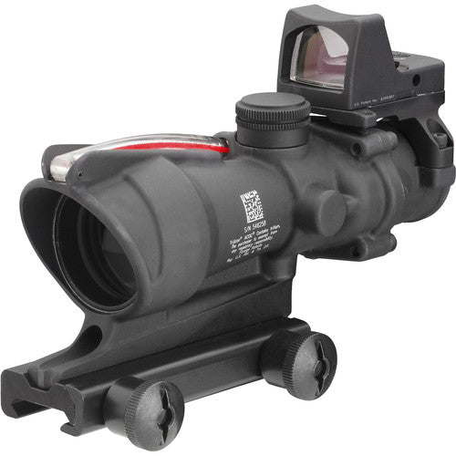 Trijicon ACOG 4x32 Dual Illum Riflescope and 3.25 MOA Red Dot Type 2 RMR Sight Kit DI .223 Red Chevron Reticle TA31-D-100549
