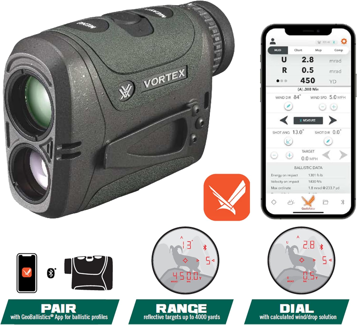 Vortex Razor HD 4000 GB Laser Rangefinder Binoculars LRF-252