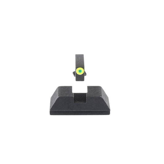Ameriglo Optics Compatible Tritium Handgun Sight Set for Glock Flat Black .295? Rear 1L Tall Green with Lumigreen .220? Front