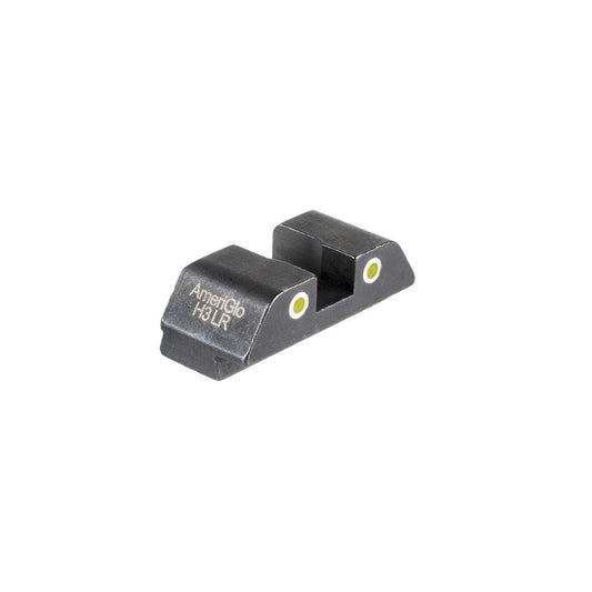 Ameriglo Tritium 2-Dot Rear Handgun Sight for Glock 42/43/43x/48 Yellow with White Front, ideal for accurate aiming.