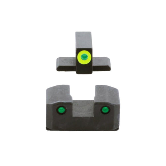 Ameriglo Trooper Tritium Handgun Sight Set for Sig with #8 Front and #8 Rear Green Rear Green with LumiGreen Front