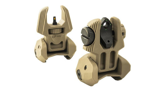 Meprolight Mepro FRBS - Self Illuminated Flip Aluminum Desert Back-up Rifle Sights 4 Dot Rear/Orange Hyper Bright Front
