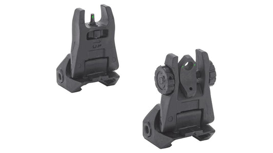 Meprolight Mepro FUBS - Self Illuminated Flip Aluminum Black Back-up Rifle Sights 2 Dot Rear/Green Front