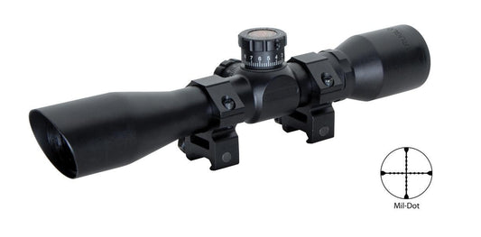 Truglo Tru-Brite Extreme Compact Tactical Rifle Scope with Rings - 4x32mm Mil-Dot  4" TG8504BT