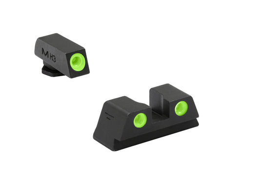 Meprolight Fixed Tru-Dot Night Sights for Glock models 17, 17L, 19, 22, 23, 24, 25, 31, 32, 33, 34, 35, 36, 37, 38, 39 - SharpShooter Optics