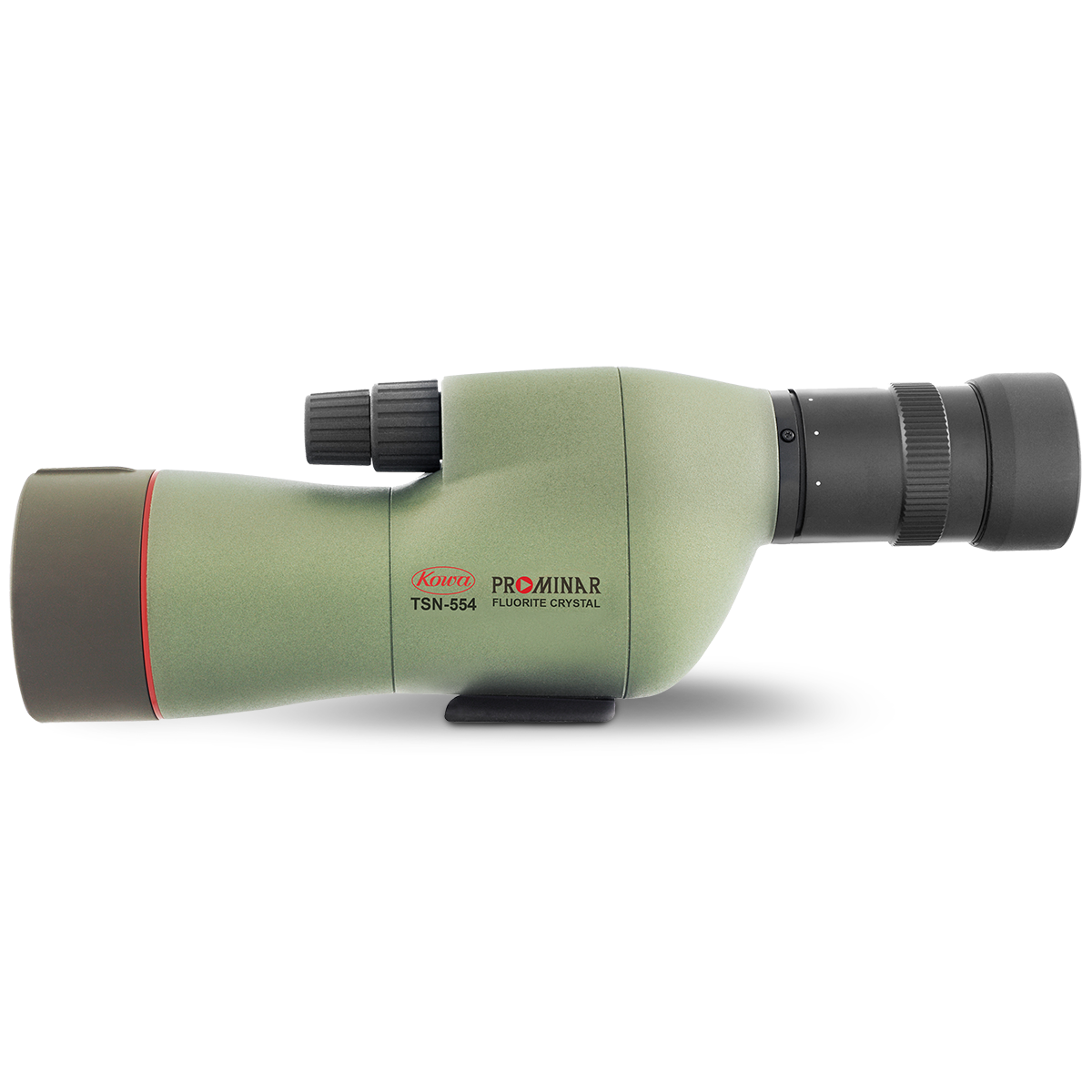 Kowa TSN-554 15-45x Straight Spotting Scope showcasing its compact design and fluorite crystal lens for clarity.