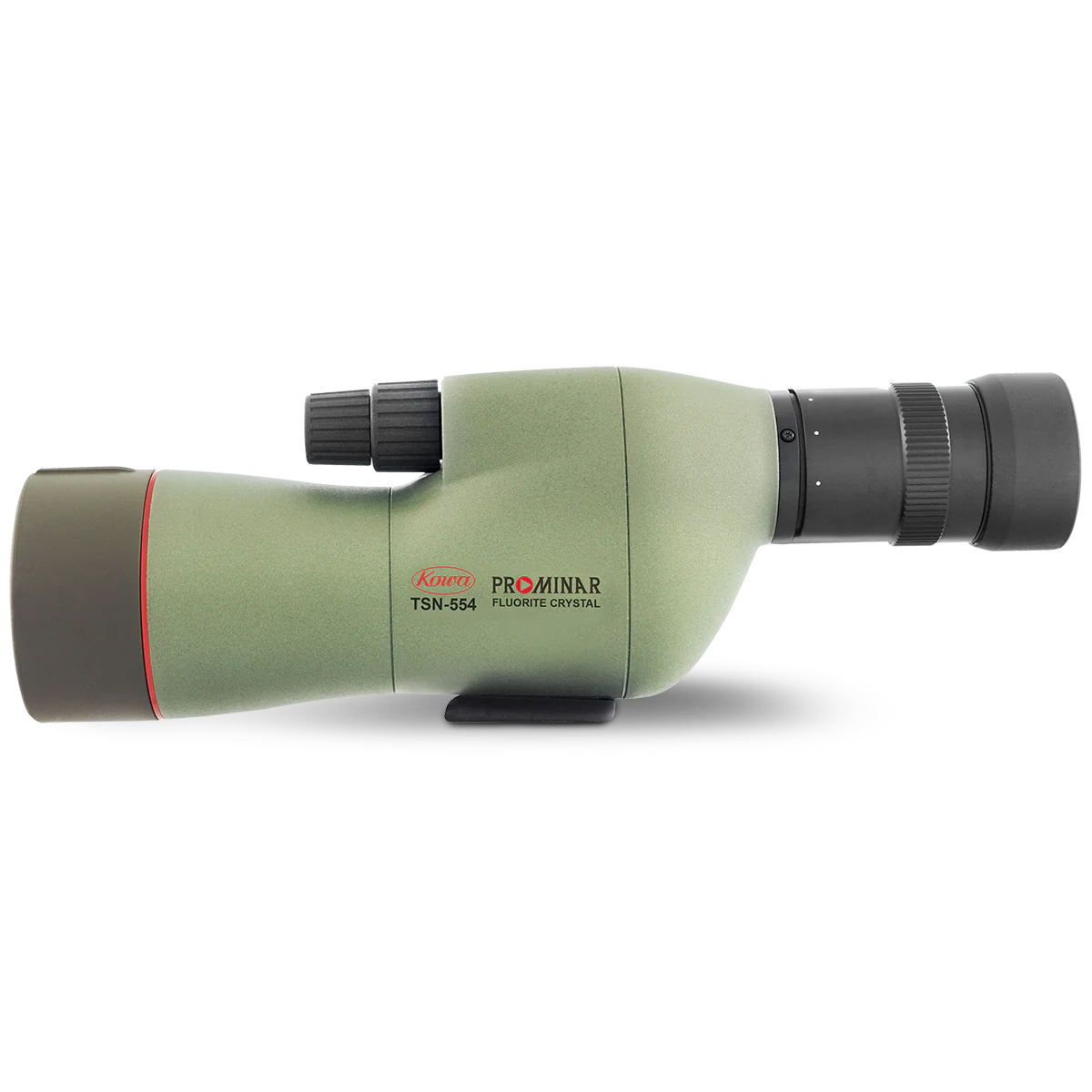 Kowa TSN-554 15-45x Straight Spotting Scope showcasing its compact design and fluorite crystal lens for clarity.