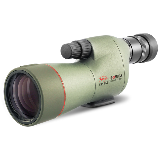 Kowa TSN-554 15-45x Straight Spotting Scope showcases a compact design with a fluorite crystal lens for immersive viewing.