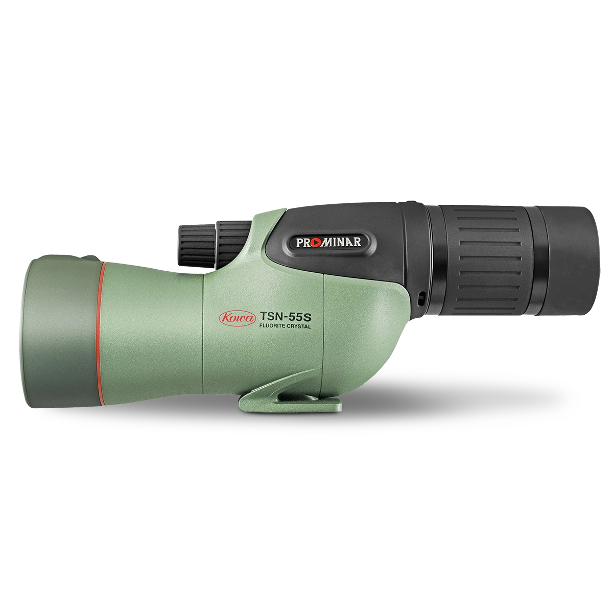 Kowa TSN-55S PROMINAR Straight Spotting Scope showcases a sleek design with a 55mm fluorite crystal lens for clarity.