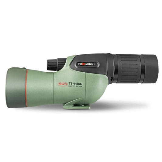 Kowa TSN-55S PROMINAR Straight Spotting Scope showcases a sleek design with a 55mm fluorite crystal lens for clarity.