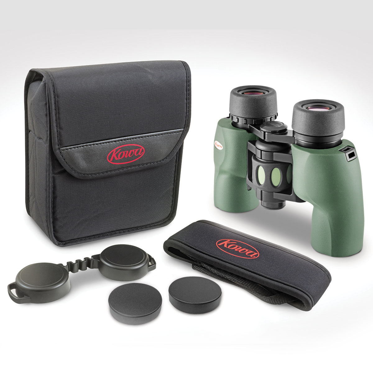 Kowa 8x30 YF II Porro Prism Binocular with accessories, showcasing superior optical performance and durability.