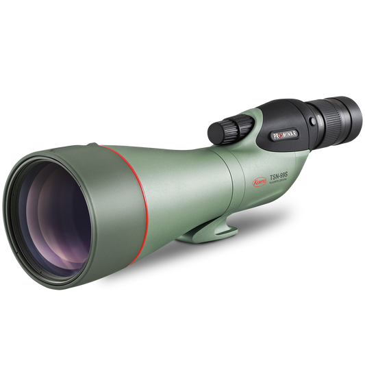 Kowa TSN-99S PROMINAR 30-70x99 Straight Spotting Scope Kits features a large 99mm objective lens for superior detail.